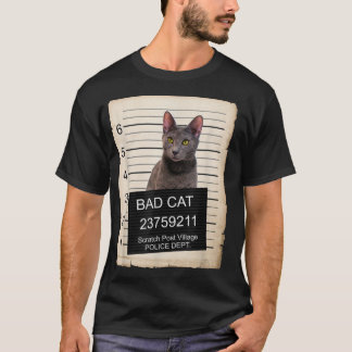 ブルーロシアのの子猫マグが猫を撃った Tシャツ