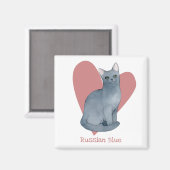 ブルーロシアのキャットウォーター色子猫ピンクハート マグネット (正面/裏面)