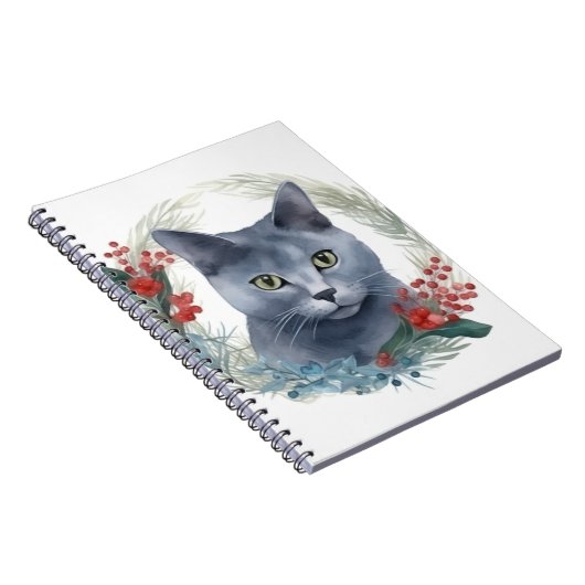 ブルーロシアのキャットクリスマスリースフェスティバルキッテン ノートブック (右側)