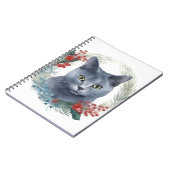 ブルーロシアのキャットクリスマスリースフェスティバルキッテン ノートブック (左側)