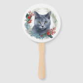 ブルーロシアのキャットクリスマスリースフェスティバルキッテン ハンドファン (正面)