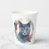 ブルーロシアのキャットクリスマスリースフェスティバルキッテン 紙コップ (裏面)