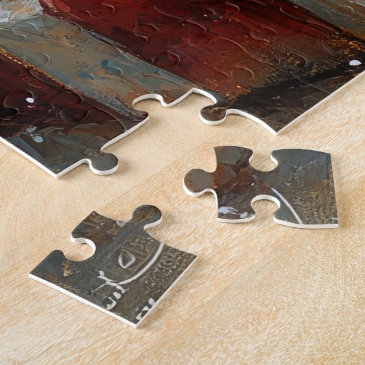 ブルーロシアのキャットクリスマスヴィンテージビーチ ジグソーパズル (側面)