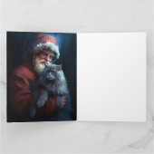 ブルーロシアのキャットサンタクロースフェスティバルクリスマス カード (内部)