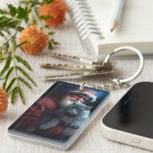 ブルーロシアのキャットサンタクロースフェスティバルクリスマス キーホルダー (正面右)