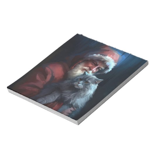 ブルーロシアのキャットサンタクロースフェスティバルクリスマス ノートパッド (回転)