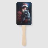 ブルーロシアのキャットサンタクロースフェスティバルクリスマス ハンドファン (裏面)