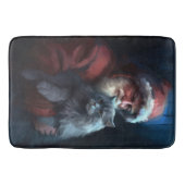 ブルーロシアのキャットサンタクロースフェスティバルクリスマス バスマット (正面)