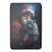 ブルーロシアのキャットサンタクロースフェスティバルクリスマス バスマット (正面縦)