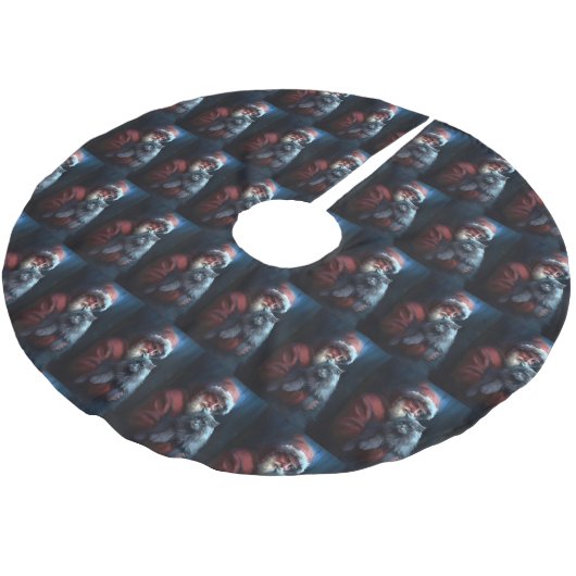 ブルーロシアのキャットサンタクロースフェスティバルクリスマス ブラッシュドポリエステルツリースカート (アングル)