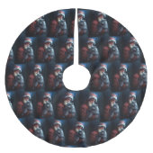 ブルーロシアのキャットサンタクロースフェスティバルクリスマス ブラッシュドポリエステルツリースカート (正面)