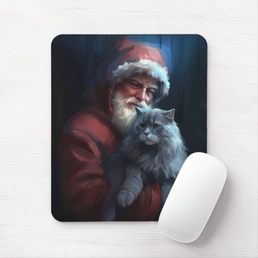 ブルーロシアのキャットサンタクロースフェスティバルクリスマス マウスパッド (マウス)