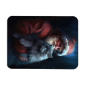 ブルーロシアのキャットサンタクロースフェスティバルクリスマス マグネット (横)