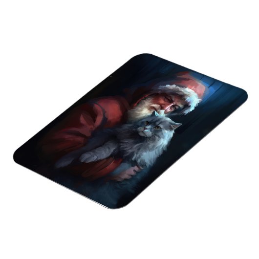 ブルーロシアのキャットサンタクロースフェスティバルクリスマス マグネット (左側)