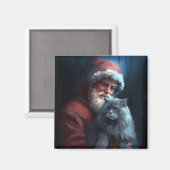 ブルーロシアのキャットサンタクロースフェスティバルクリスマス マグネット (正面/裏面)