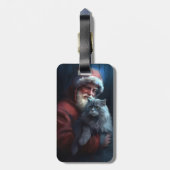 ブルーロシアのキャットサンタクロースフェスティバルクリスマス ラゲッジタグ (裏面縦)