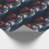 ブルーロシアのキャットサンタクロースフェスティバルクリスマス ラッピングペーパー (角)