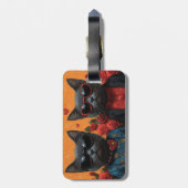 ブルーロシアのキャットハートバラバレンタインデー ラゲッジタグ (裏面縦)