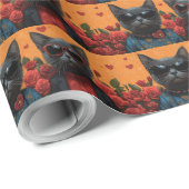 ブルーロシアのキャットハートバラバレンタインデー ラッピングペーパー (ロールコーナー)