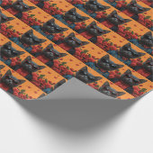 ブルーロシアのキャットハートバラバレンタインデー ラッピングペーパー (角)