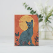 ブルーロシアのキャットヴィンテージアート ポストカード (スタンド正面)