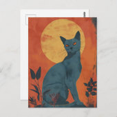 ブルーロシアのキャットヴィンテージアート ポストカード (正面/裏面)