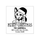 ブルーロシアのキャット差出人住所クリスマス ラバースタンプ (インプリント)