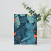 ブルーロシアのネコのバレンタインデー ポストカード (スタンド正面)