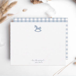 ブルーロッキングホース男の赤ちゃん子供部屋 サンキューカード