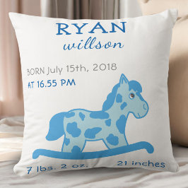 ブルーロッキングホース男の赤ちゃん誕生統計 クッション