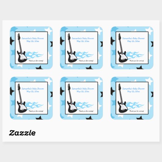 ブルーロックスターギタースクエアの好意ステッカー スクエアシール (シート)