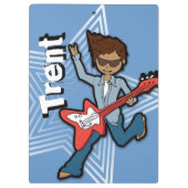 ブルーロックスターギターボーイあなたの名前のクリップボードを追加 クリップボード (裏面)