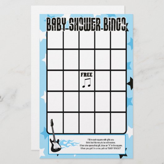 ブルーロックスター赤ちゃんシャワービンゴゲーム (正面/裏面)