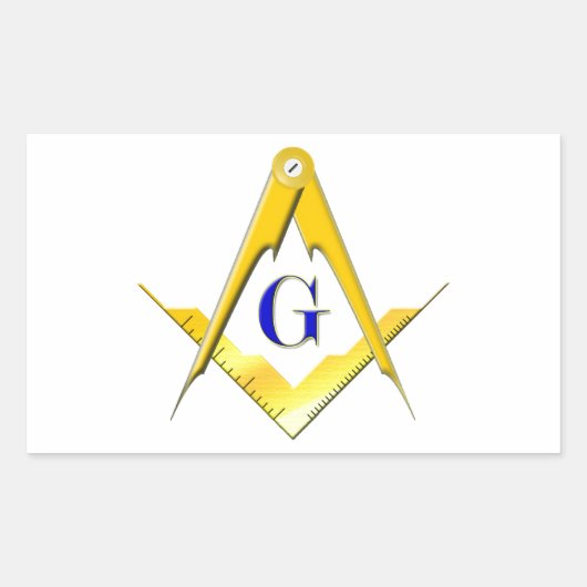 ブルーロッジスクエア&コンパス 長方形シール (正面)