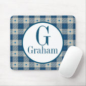 ブルーロッジプレイドモノグラムパーソナライズされた マウスパッド (マウス)