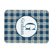 ブルーロッジプレイドモノグラムパーソナライズされた マグネット (横)