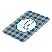 ブルーロッジプレイドモノグラムパーソナライズされた マグネット (左側)