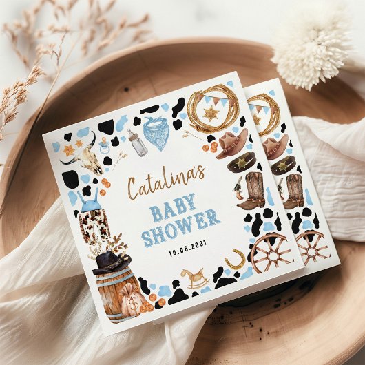 ブルーロデオウェスタンカウボーイベビーシャワー スタンダードカクテルナプキン