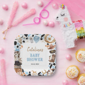 ブルーロデオウェスタンカウボーイベビーシャワー ペーパープレート (パーティー)