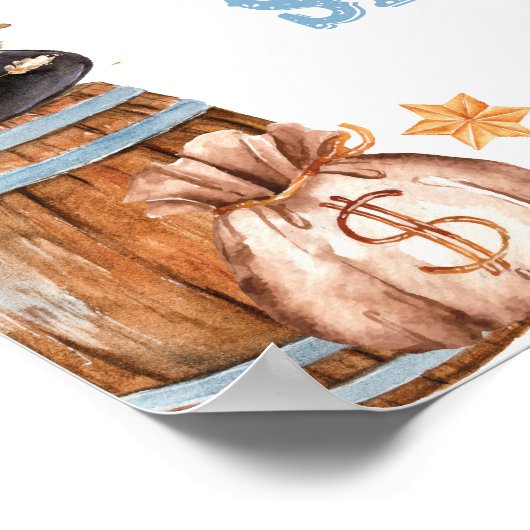 ブルーロデオ西カウボーイベビーシャワーへようこそ ポスター (角)