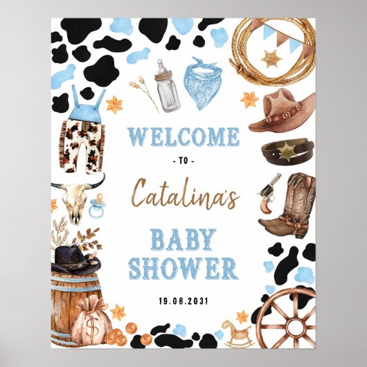 ブルーロデオ西カウボーイベビーシャワーへようこそ ポスター (正面)