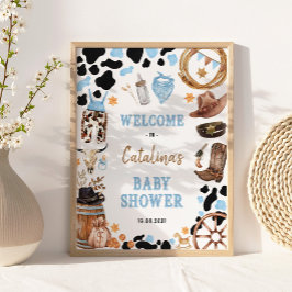 ブルーロデオ西カウボーイベビーシャワーへようこそ ポスター