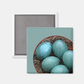 ブルーロビン卵を持つ鳥の巣 マグネット (正面/裏面)