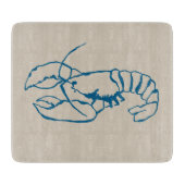 ブルーロブスターラインスケッチオンサンディビーチタンカラー カッティングボード (正面)