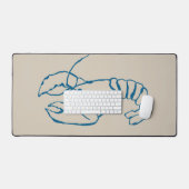 ブルーロブスターラインスケッチオンサンディビーチタンカラー デスクマット (キーボード&マウス)
