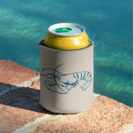 ブルーロブスターラインスケッチオンサンディビーチタンカラー 缶クーラー