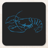 ブルーロブスター海シンプル動物スケッチ芸術 スクエアペーパーコースター (正面)