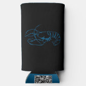 ブルーロブスター海シンプル動物スケッチ芸術 スリム缶クーラー (裏面)