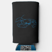ブルーロブスター海シンプル動物スケッチ芸術 スリム缶クーラー (正面)