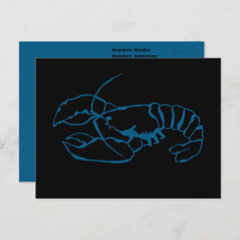 ブルーロブスター海シンプル動物スケッチ芸術 ポストカード